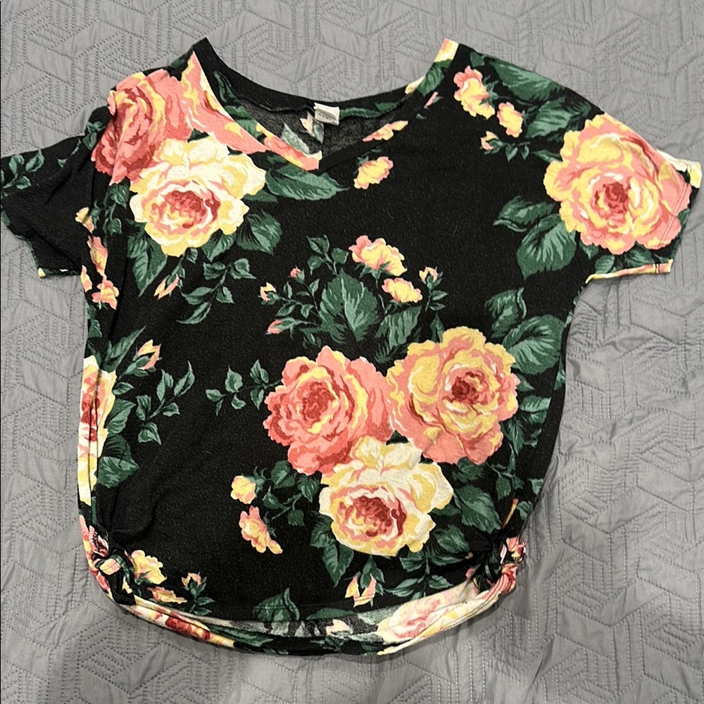Floral Black Top